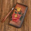 Embossed Vintage Vegetable-Tanned Leather New Womens Wallet