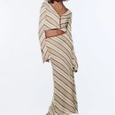 Spring/Summer Women's Striped Knit Top High Waist Skirt Suit