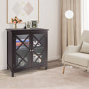 Freestanding Kitchen Buffet Cabinet with Glass Doors and Adjustable Shelf