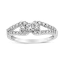 10K White Gold 1/2 Cttw Round Cut Diamond Three Stone Split Shank Band Ring (H-I Color, SI1-SI2 Clarity) - Size 6