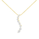 14k Yellow Gold 3.0 cttw Baguette and Brilliant Round-Cut Diamond Journey 18" Pendant Necklace (I-J Color, I2-I3 Clarity)