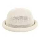 Women's Straw Yarn Curled Brim Round Crown Top Hat Leisure Basin Hat