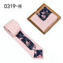 Men's Tie Floral Print Pocket Square Cotton Tie