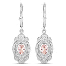 1.04 Carat Genuine Morganite and White Topaz .925 Sterling Silver Earrings