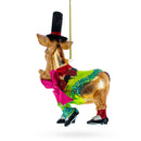 Donkey in Whimsical Costume Blown Glass Christmas Ornament