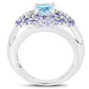 2.78 Carat Genuine Blue Topaz and Tanzanite .925 Sterling Silver Ring