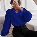 Solid Color Round Neck Long Sleeve Women's Shirt for Commute Style