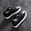 Soft Leather White Thick Bottom Height Increasing Insole Canvas Shoes