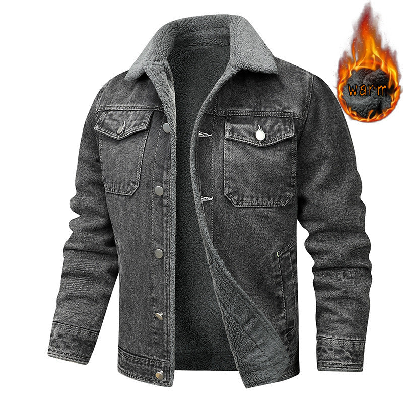 Denim Coat Fleece-lined Men Fashion Brands Jacket