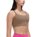 Women Strap Sport Bras Padded StrappyÊCrop Square Neck Low Impact Bras SexyÊFitnessÊTank Tops with Removable Pads Flat Straps for Gym Yoga Workout Run