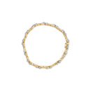 10k Yellow Gold 3.00 Cttw Round-Cut and Baguette-Cut Floral Link 7.25" Bracelet (I-J Color, I1-I2 Clarity)