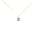 14K Yellow Gold 1.00 Cttw Brilliant Round-Cut Diamond 7 Stone Floral Cluster 18" Pendant Necklace (H-I Color, SI2-I1 Clarity)