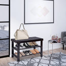 3 Tier Bamboo Bench Storage Shoe Shelf-Natural