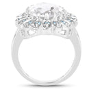 5.90 Carat Genuine Crystal Quartz and Swiss Blue Topaz .925 Sterling Silver Ring
