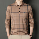 Men's Autumn Long Sleeve Striped Polo Shirt