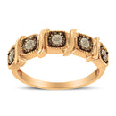 10K Rose Gold Flashed .925 Sterling Silver Miracle-Set Diamond 5-Stone Band Ring (1/4 Cttw, J-K Color, I1-I2 Clarity) - Size 7