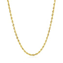 2.5mm 14k Yellow Gold Solid Diamond Cut Rope Chain