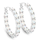 2.05 Carat Genuine Created Opal .925 Sterling Silver Earrings