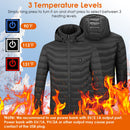 Heated Jacket Electric Heating Coat Lightweight Winter Hooded JacketÊwith 3-Level Heating Modes 8 Heating Zones Detachable Zipper Hood