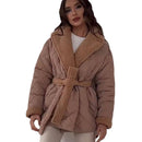 Womens Fashionable Versatile Turn-down-collar Cropped Cotton Jacket
