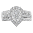 10K White Gold Round Cut Diamond Teardrop Ring (1/2 Cttw, H-I Color, SI2-I1 Clarity) - Size 6-1/2