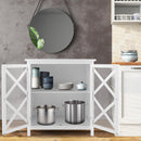 Freestanding Kitchen Buffet Cabinet with Glass Doors and Adjustable Shelf