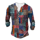 Open Placket Button 3D Digital Printed Ethnic Top