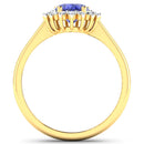 1.92 Carat Genuine Tanzanite and White Diamond 14K Yellow Gold Ring