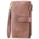 Womens Long Wallet Multi-functional Vintage Tri-fold Purse