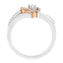 10K Rose Gold over .925 Sterling Silver â…• Cttw Diamond Split Shank Open Heart Cocktail Ring (I-J Color, I2-I3 Clarity)
