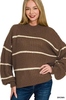 Zenana Oversize Striped Sweater