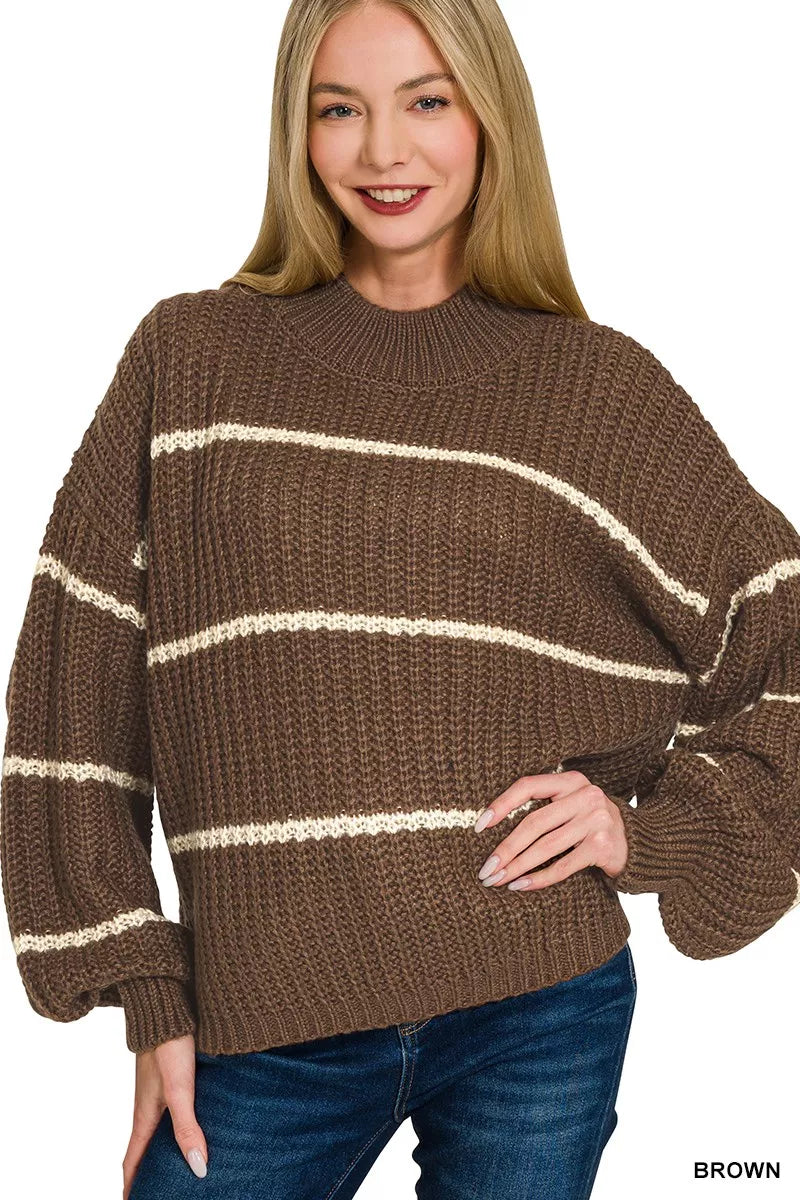 Zenana Oversize Striped Sweater