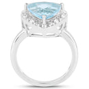 5.05 Carat Genuine Blue Topaz and White Topaz .925 Sterling Silver Ring