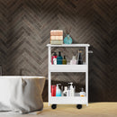 Slim Rolling 3-Tier Bathroom Mobile Shelving Cabinet wih Handle