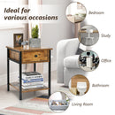 Industrial End Side Table Nightstand with Drawer Shelf