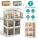 3Pcs Foldable Storage Bins with Lid 4 Doors Collapsible Stackable Closet Organizer Containers with Lock 4Pcs Wheels