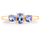 18K Yellow Gold Plated 0.90 Carat Genuine Tanzanite .925 Sterling Silver Ring