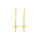 14k Yellow Gold Dangle Cross Earrings