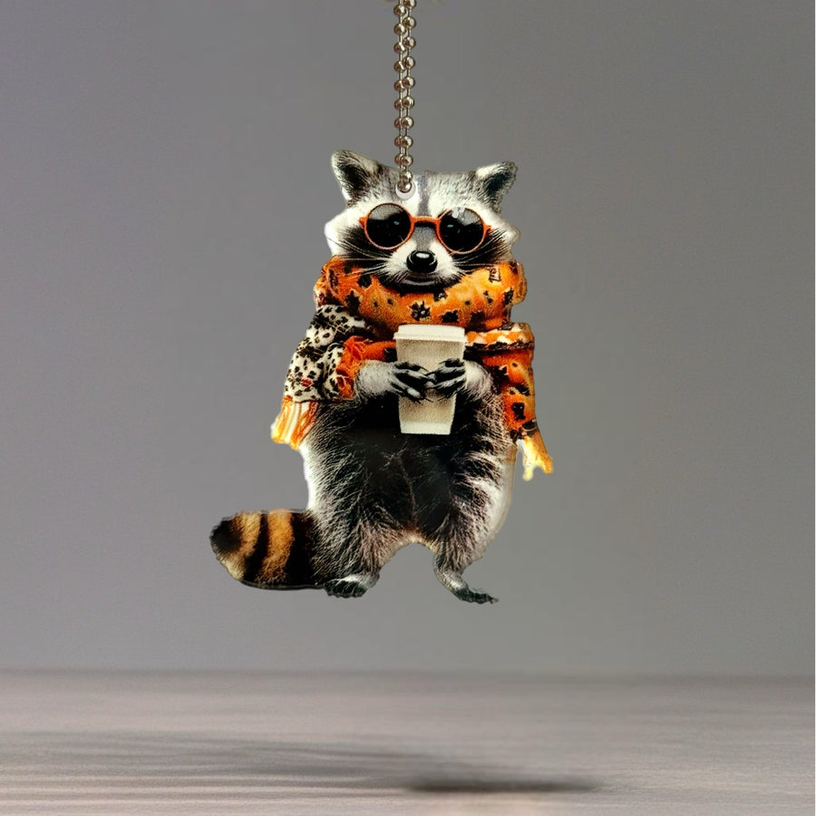 Autumn Raccoon Charm - Tumbler Handle Charm