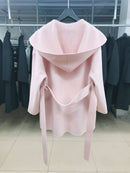 Womens Hooded Loose-fit Double-faced Cashmere Coat