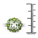 3.49 Carat Genuine Green Amethyst, Chrome Diopside & White Topaz .925 Sterling Silver Ring