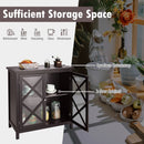 Freestanding Kitchen Buffet Cabinet with Glass Doors and Adjustable Shelf