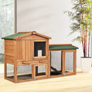 58 Inch Weatherproof Wooden Rabbit Hutch-Brown