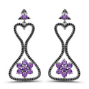 6.31 Carat Genuine Amethyst & Black Spinel .925 Sterling Silver Earrings