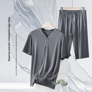 Mens Home Wear Thin Short-Sleeve Shorts Pajama Set