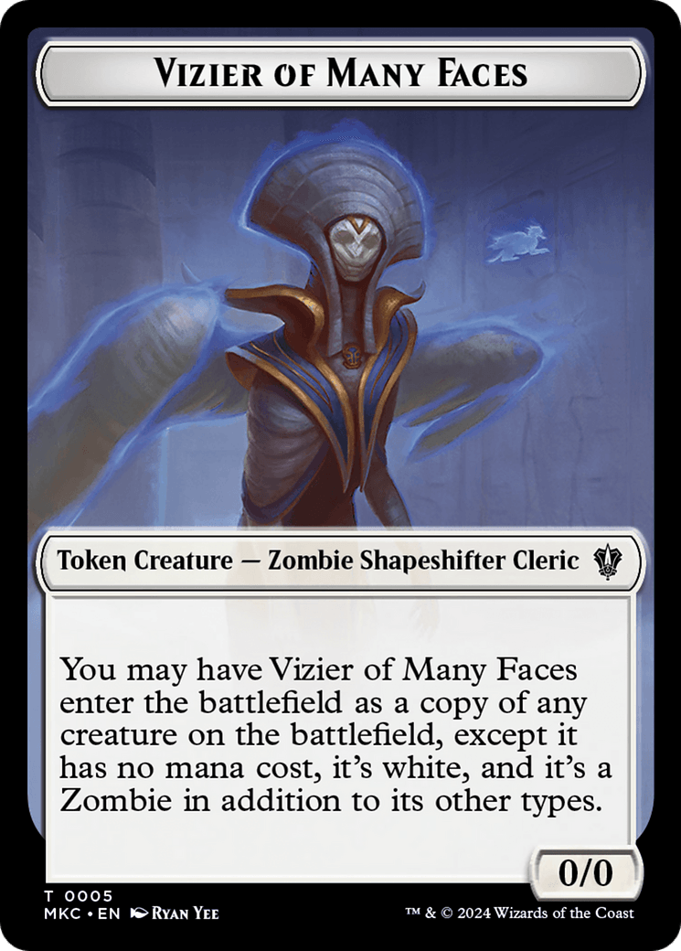 Vizier of Many Faces // Zombie Double-Sided Token [Murders at Karlov Manor Commander Tokens]