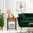 Industrial End Side Table Nightstand with Drawer Shelf