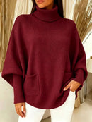 Fashionable Solid-Color Long-Sleeve Turtleneck Sweater For Women