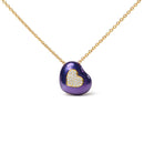 18K Yellow Gold Blue Enamel 1/10 Cttw Round Pave Diamonds Heart Shape 18" Pendant Necklace  (G-H Color, SI1-SI2 Clarity) - Adjustable up to 16" - 18"