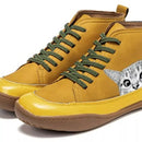 Cat Print Striped Ankle Sneakers
